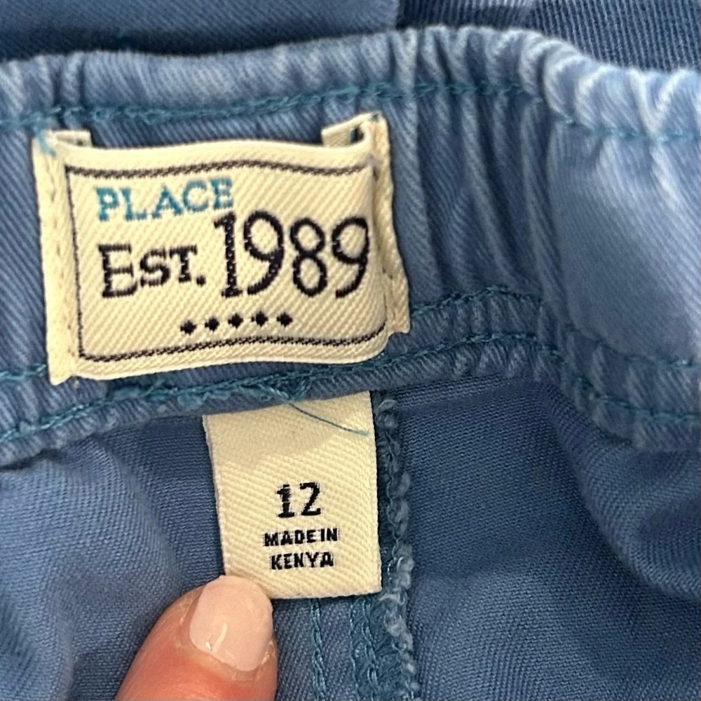 The Children's Place Boys Blue Cargo Shorts 12- Pull On Adjustable Waist Cotton